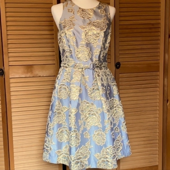 Metallic Golden Floral Dress Size 4 Formal Wedding Guest Party Prom - Picture 15 of 15